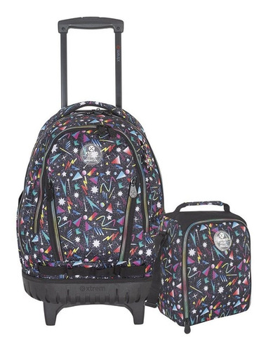 Set Mochila Con Ruedas Cross Pack 998 Xtrem Neon Galaxy