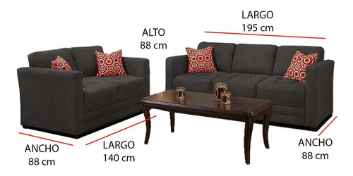 Sala Gissela Lino Gris 2pz Sala Sofa Sillon Mueble Plazas