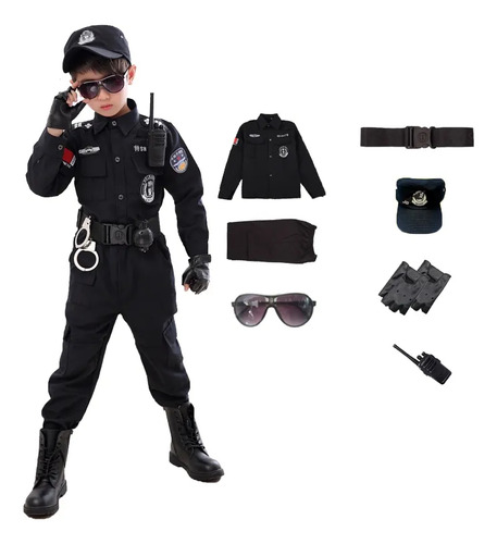 Disfraz De Cosplay Del Fbi Con Uniforme De Policía Para Niño