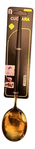 Set De 2 Cuchara Dorada Con Mango Negro