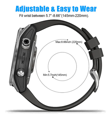 Zpjpplx - Correas De Repuesto De Silicona Deportiva Para Garmin Fenix 6x Pro Fenix 5x Plus Fenix 3 Hr Descent Mk2i D2 Delta Px Enduro 2 Tactix Delta,