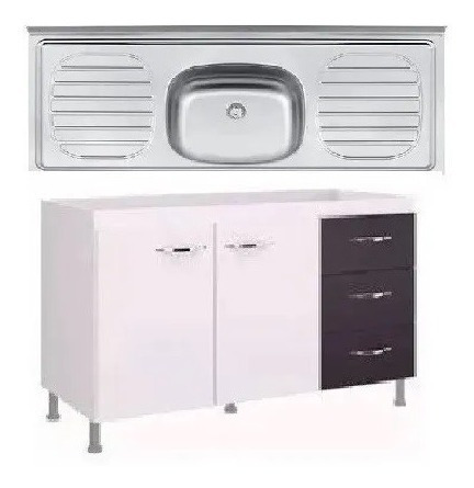 Imagen 2 de 6 de Bajo Mesada 3 Cajones+ Pileta + Bacha Oferta Kit Cocina