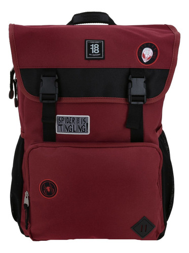 Mochila Grande Chenson Miles Morales Spiderman Paider Niño Color Rojo Diseño De La Tela Liso