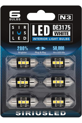 Siriusled N3 De3175 Bombillas Led Blanco Puro Super Bri...