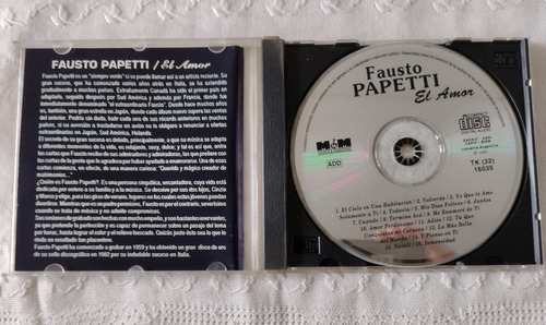 Cd Fausto Papetti, El Amor, Con Filtro Protector, 1u (Usado)