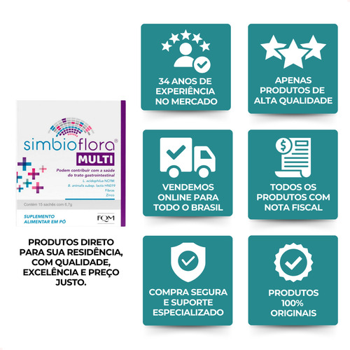 Simbioflora Multi Probiotico Da Farmoquimica 15 Sachês 6,7 G Sem Sabor