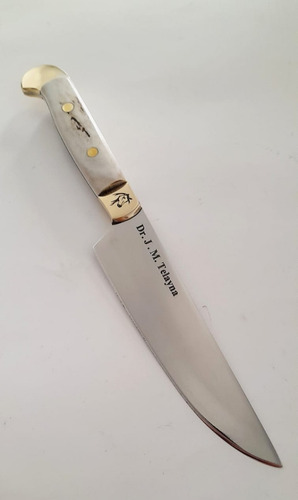 Cuchillo Artesanal, Hoja Inox. 17 Cm. Personalizado, Ciervo Plateado