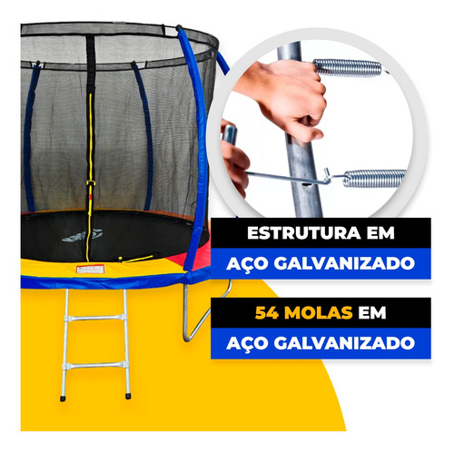 Cama Elástica Pula Pula 2,44m Grande Colorida