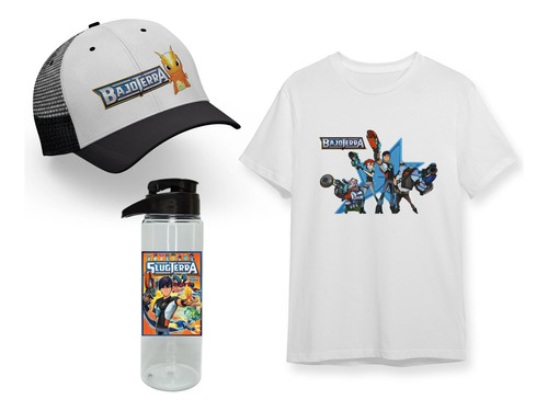 Pack Negro Remera + Botella + Gorra Bajoterra Slugslinging