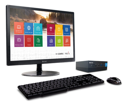 Minipc Mi Compu Facil Ideal Adultos Mayores + Monitor 18 Exo