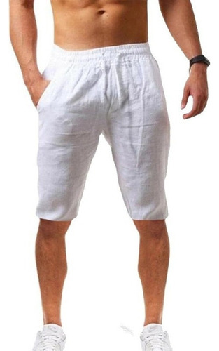 Shorts De Algodón Y Lino For Hombre, Playa