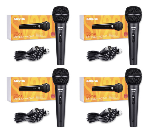 Paquete Micrófono Vocal Shure Sv200 4 Piezas Para Voz