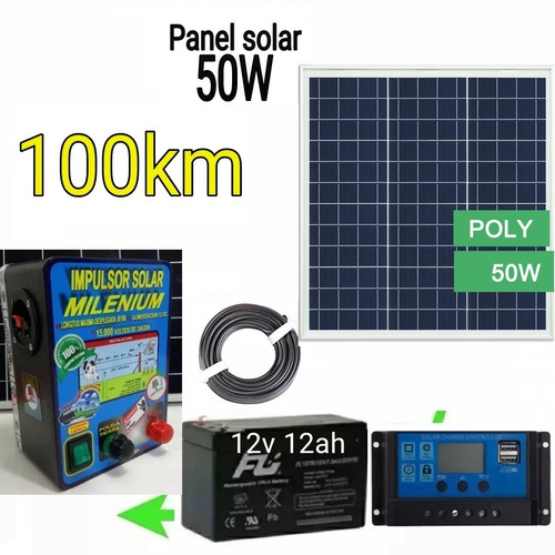 Kit Cerca Eléctrica Solar Completa Impulsor 12v 100k Potente
