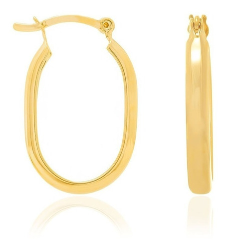 Brinco Argola Rommanel Banhado Ouro 18k Oval Lisa Caixinha