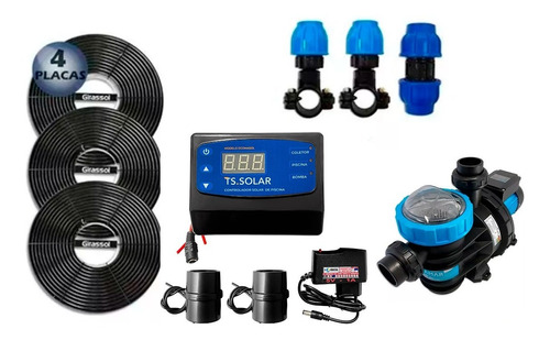 Kit Aquecimento Solar P/ Piscina Até 16m³ Completo + Bomba 