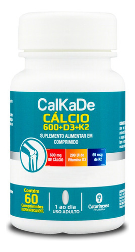 Kit 2 Calkade Cálcio Vitamina D3 + K2 Catarinense 60 Comp