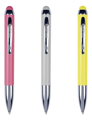 Paquete Twist: 3 Bolígrafos Multicolor Con Stylus Zebra. Color De La Tinta Negro Color Del Exterior Amarillo/rosa/plateado