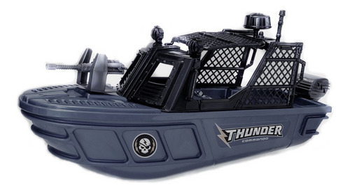 Barco De Brinquedo Thunder Comando Com Acessorios Guerra Top Cor Cinza