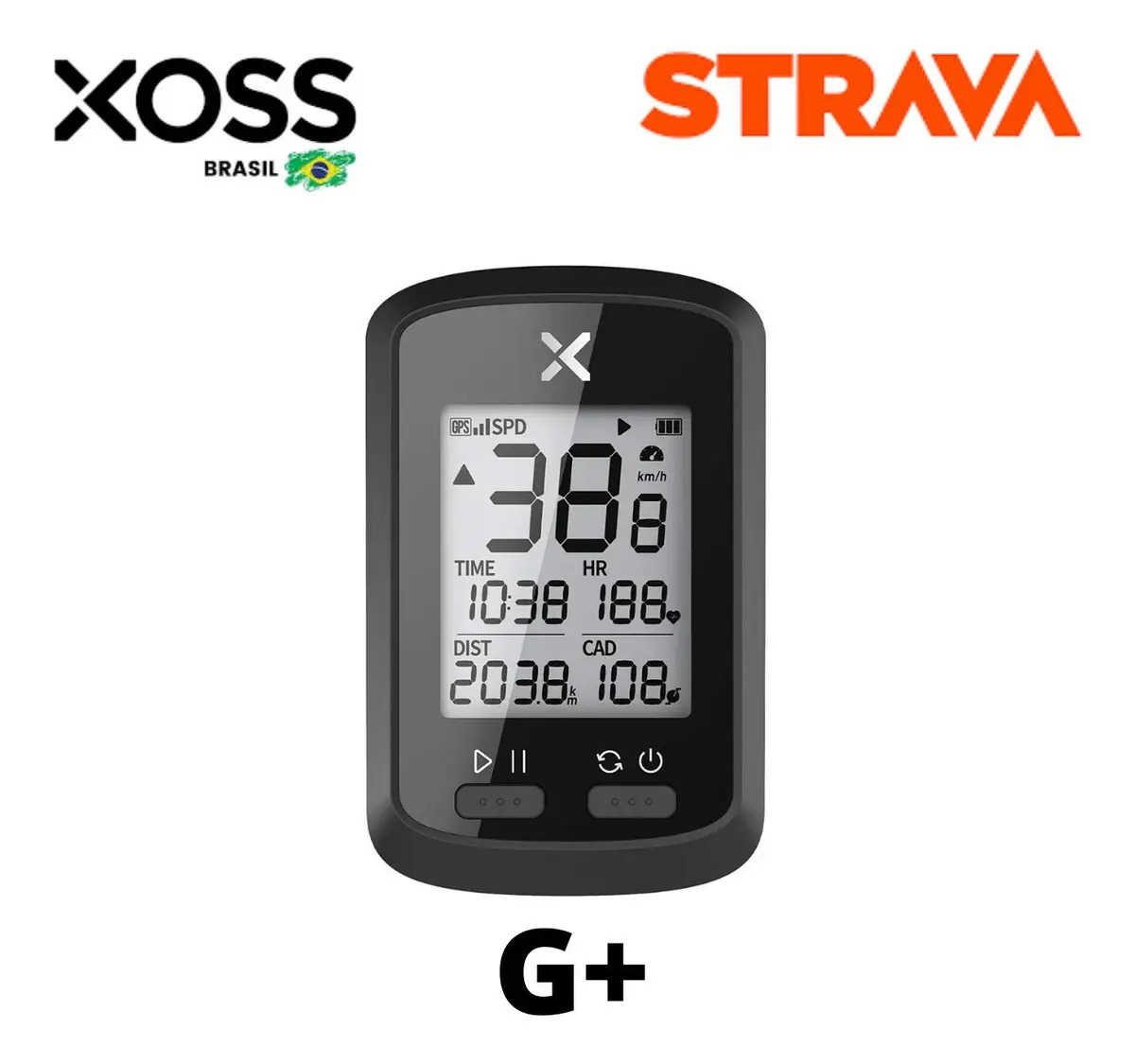 Ciclocomputador Gps Xoss G+ Plus Bluetooth Strava Relive Ant Cor Preto