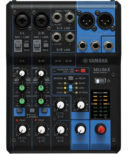 Mesa De Som Yamaha Mg06x Phantom Power 6 Canais C/ Efeito