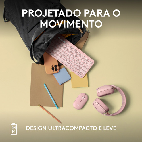 Mouse Sem Fio Bluetooth Logitech Pebble 2 M350s - Rosa
