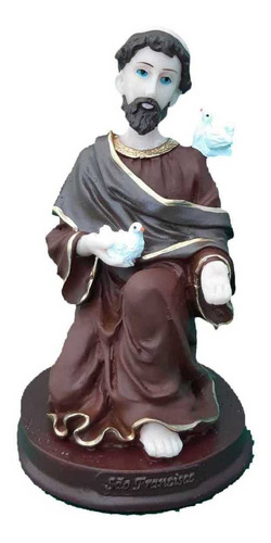 Imagem 1 de 4 de São Francisco De Assis Ajoelhado Imagem Em Resina Com 16 Cm