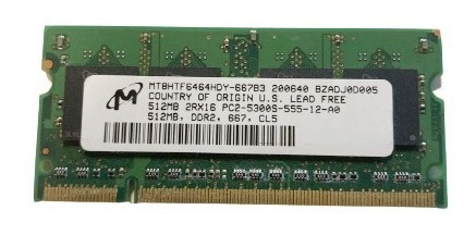 Memoria Ram Micron 512mb 2rx16 Pc2-5300s Mt8htf6464hdy-66703