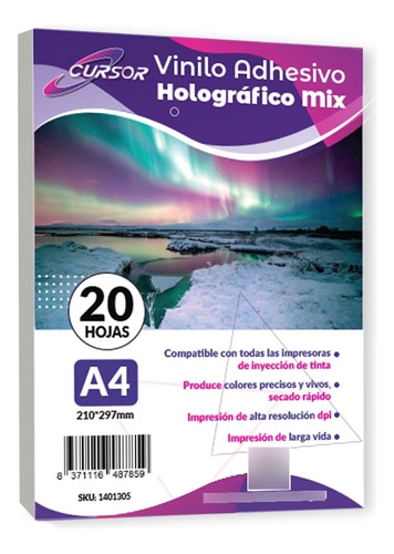 Vinilo Adhesivo Holografico Mix A4 20 Hojas
