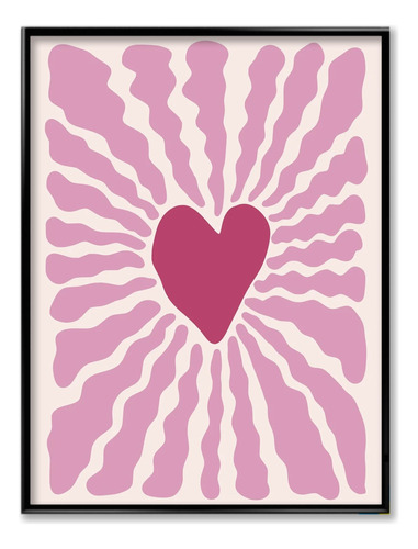 Cuadro Corazon Artistico Minimalista 30x40 Cm Marco Negro