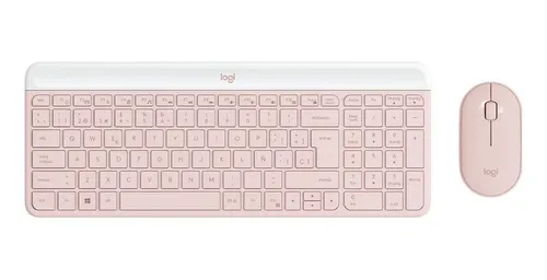 Kit Teclado Y Mouse Logitech Mk470 Rosa Slim Inalambrico