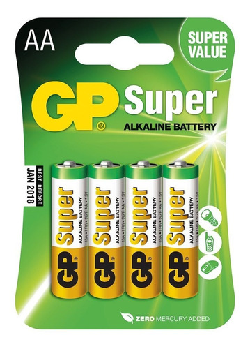 Pilha Super Alkaline Gp Aa 1.5v Blister Com 4 Unidades