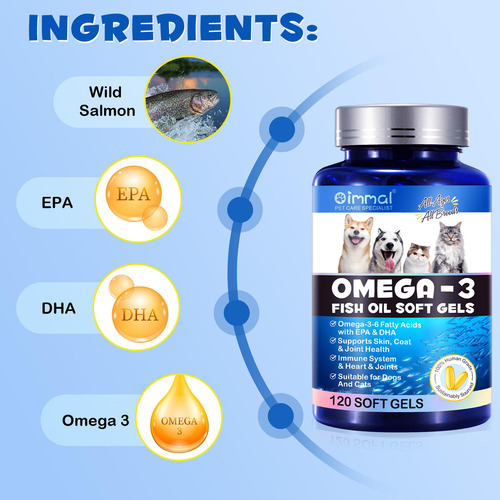 Aceite De Pescado Omega-3 Perros Gatos, Restaura Piel Y Pelo