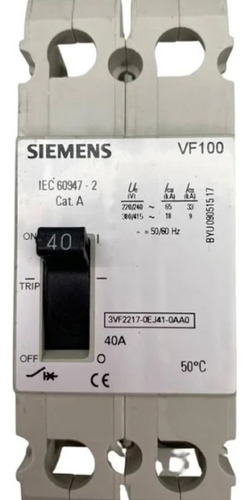 Disjuntor Siemens 3vf2217-0ej41 2x40a 220v