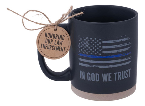 Christian Products In God We Trust Flag Blue Line Black Taza