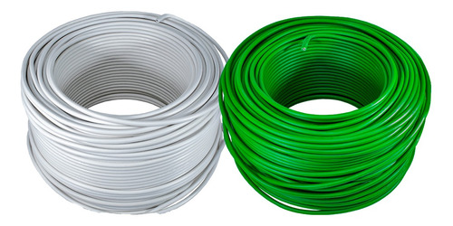 Kit 2 Cable Electrico Cca Konect 8 X 50 M Blanco Y Verde 