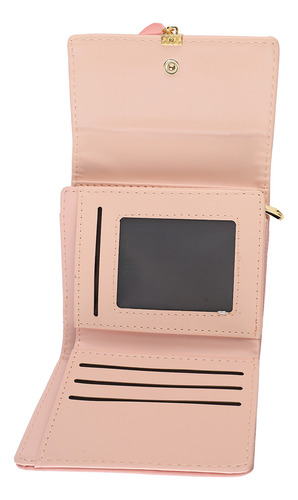 Cartera Corta De Múltiples Ranuras Pu Portátil Para Mujer