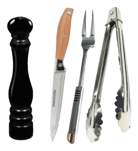 Set Asado Cuchillo + Tenedor Parrillero + Pimentero Cocina 