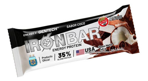 Suplemento en barra Gentech  Iron Bar proteína sabor coco en unidad