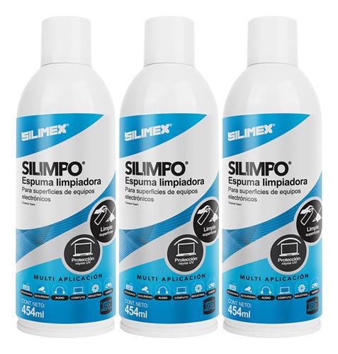 3 Pack - Espuma Limpiadora Silimex Silimpo De 454 Ml
