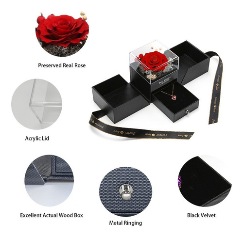 Collar De Corazón De San Valentín Regalo De Flor Eterna