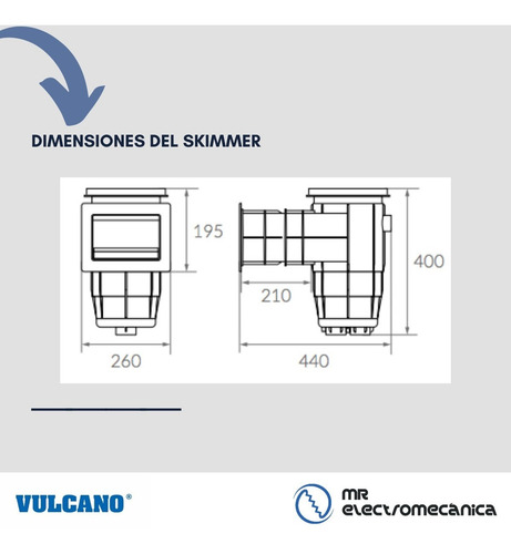 Imagen 5 de 10 de Kit Pileta Hormigon Vulcano: Skimmer 20cm + Acc C/ 3 Virolas