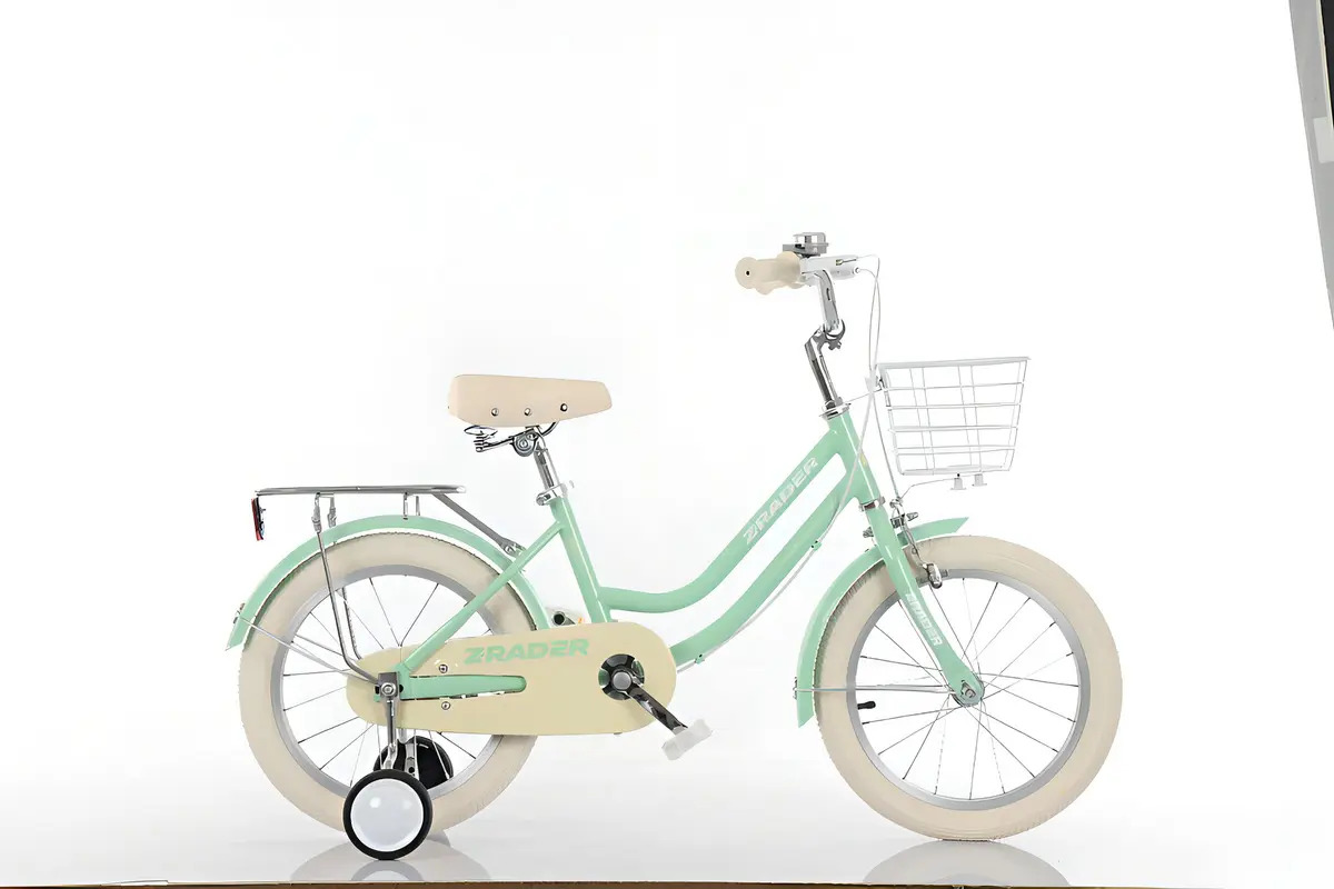 Bicicleta Infantil Aro 16 Retro Verde-claro Cesto Rodinhas