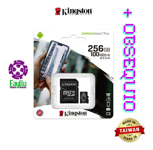 Microsd 256gb Clase 10 100mb/s Kingston + Obsequio Usb 32gb