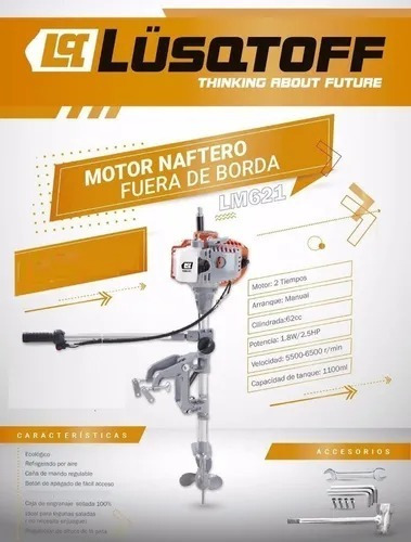 Imagen 5 de 10 de Motor Fuera De Borda Lusqtoff Lm621 P/ Laguna 2t 2.5hp 62 Cc
