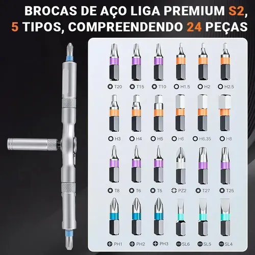 Jogo Chave Catraca 24 Em 1 Magnética Multi Bits Diy | MercadoLivre
