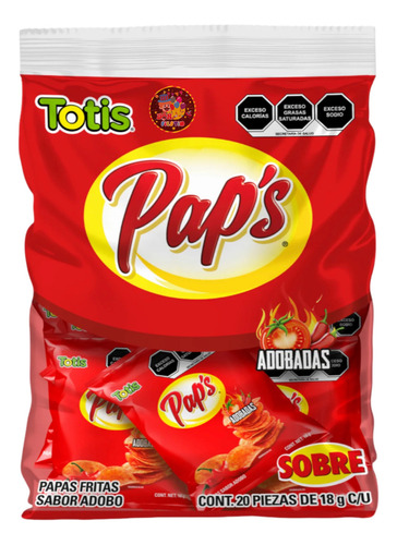 Totis Papas Fritas Clásica Chile Adobadas Sobre 20 Pz De 18g