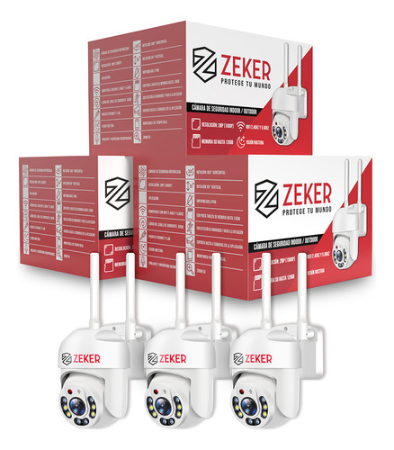 Pack X3 Cámara De Seguridad Wifi Impermeable Zeker 2mp 5g