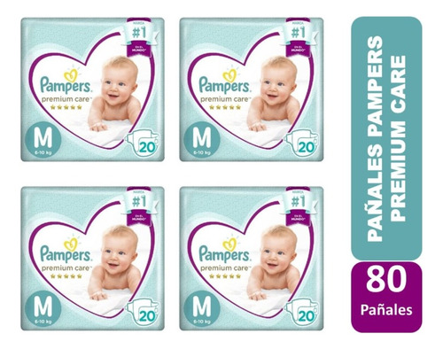 Pañales Pampers Premium Care Talla M Pack X 4 Paquetes ( * ) Género Sin género Tamaño Mediano (M)