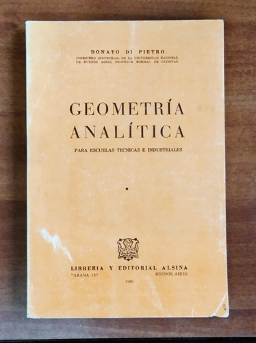 Geometría Analítica / Donato Di Pietro