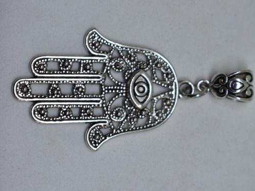 Colgante Dije Hamsa Mano De Fatima Protección Plata Tibetana